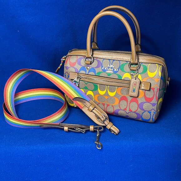 Coach Rowan Satchel in Signature Canvas with Rainbow Motif – Excellent Condition - Picture 3 of 3